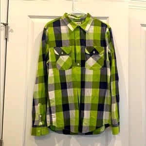 Warp and weft long sleeve button down large